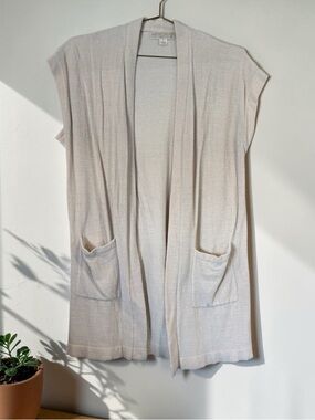 Barefoot Dreams Light Taupe Cozy Knit Cardigan Vest